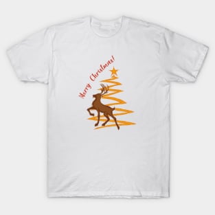 Colorful christmas deer and tree T-Shirt